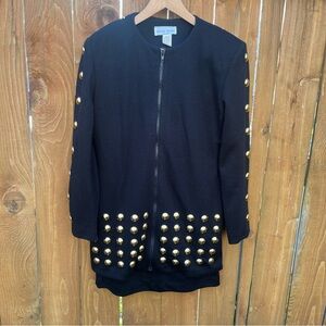 Vintage Nicole Studio Black Dress With Brass Detail